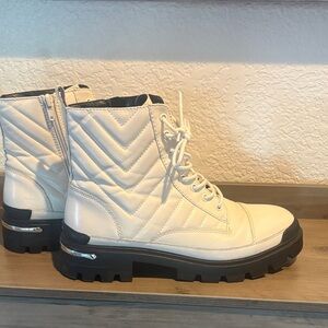 Aldo White Quilted Combat Boots
